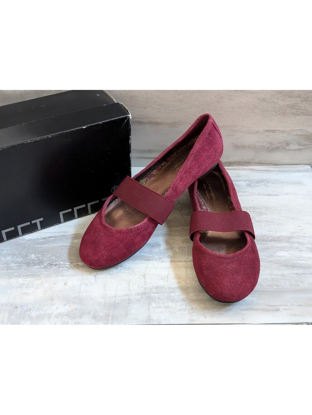 Sonoma Burgundy Suede Flats with Elastic Strap